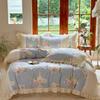1 conjunto de quatro peças de algodão com estampa floral estilo retrô francês para colcha de algodão com criptografia de coração para meninas jovens para cama