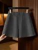 Pantalones cortos de lana para mujer otoño e invierno cintura alta holgados adelgazantes elegantes de lana línea A 2026 nuevo estilo capa base ropa exterior pantalones bootcut