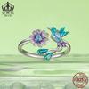 Collar, Anillo y Pendientes de la Serie Pájaro y Flor de Aiful, Joyería de Plata de Ley S925 para Mujer, Venta al por Mayor