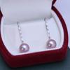 Pendientes de agua dulce de 9-10 mm, redondos, fuertes, ligeros, con defectos finos, perla morada S925, sencillos, para mujer, venta al por mayor