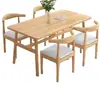 Mesa y sillas de comedor Tienda de té de leche Cafetería Juego simple de mesa y sillas de comedor Silla de cuerno de vaca Apartamento pequeño Uso doméstico Silla larga Mesa de comedor