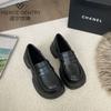 Mocassins de Sola Macia Retrô Estilo Britânico Outono e Inverno Feminino 2025 Novo Bico Redondo Versátil Sola Grossa Aumento de Altura