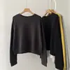 Etiqueta trasera Sudadera holgada de cuello redondo estilo coreano para mujer, nueva colección primavera y otoño, top holgado moderno y elegante