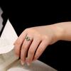 Anillo de calabaza de plata de ley s925 con incrustaciones de jade calidad A, anillo abierto simple de moda para mujer, combina con todo