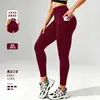 Pantalones de yoga para mujer, leggings con bolsillo lateral de seda de lijado, explosiones transfronterizas, 210 g, amigables con la piel, para fitness