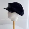 Gorra de Boina Melanoid Retro con Parches de Gamuza y Patrón de Cocodrilo de Cuero PU para Mujer, Otoño Invierno, Viaje, Gorra de Pico de Pato, Gorra de Equitación