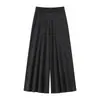 Calça Casual Feminina Nova Estilo Primavera/Verão 2026 em Tricô de Tencel e Fio de Papel com Bolinhas Coloridas, Caimento Solto, Cintura Alta, Perna Larga, Longa