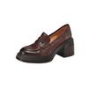 Zapatos de Cuero para Mujer Estilo Británico con Suela Gruesa Versátiles y Tacones Gruesos, Nuevos Colores de Otoño 2026 Mocasines de Tacón Alto Pulidos sin Cordones