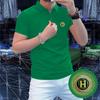Camiseta polo de manga corta para hombre, nueva camiseta polo con solapa y letras perforadas en caliente, versión europea de media manga, corte entallado, de moda para hombre, 2023