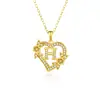 26 Collares con Letras Inglesas para Mujer, Colgante de Flor en Forma de Corazón con Diamantes, Cadena para Clavícula de Diseño Único, Accesorio Versátil de Lujo Ligero
