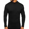 Camiseta interior negra de alta gama para hombre, de manga larga, corte ajustado, con cuello, adecuada para primavera y otoño