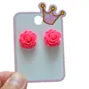 Novedad Pendientes de Clip de Rosa para Niños, Sin Dolor, Estilo Dulce y Fresco, Flores Pequeñas en Forma de Corazón, Pendientes de Clip Multicolor para Niñas