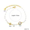 Joyería Transfronteriza Europea y Americana, Pulsera de Perlas de Imitación de Forma Irregular, Cadena Empalmada, Estrella de Ocho Puntas con Accesorios de Diamante, Pulsera de Perlas de Concha