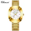 Reloj de cuarzo para pareja marca Chenxi, chapado en oro con diamantes, acero inoxidable impermeable con calendario, reloj de pulsera para hombre y mujer, transfronterizo