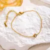 Pulseira Ajustável Elegante e Simples com um Único Diamante de Ouro 18K, Aço Titânio Que Não Desbota, Adequada para Usar com uma Pulseira