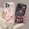 Capa de Celular Rosa com Laço Estilo Japonês e Coreano Adequada para iPhone 17, Apple 18Pm, Capa Protetora de Silicone Anti-Colisão Estilo Menina