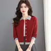 2026 New Lapel Color Block Knit Cardigan Women Spring Autumn Short Style Petite Fashionable Age-Reducing Versatile Sweater Coat