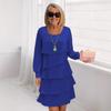 Vestido de Tarta de Moda Otoñal 2025 de Amazon para Mujer Elegante Holgado Adelgazante Cuello Redondo Manga Larga