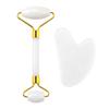 Fábrica de Origen Rodillo de Jade de Cuarzo Rosa Set de Masaje Tabla de Raspado de Jade Rodillo de Doble Cabezal Palo de Masaje Facial