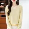 Suéter de punto de alta gama para otoño e invierno, de cuello en V, sin costuras, de ajuste holgado, talla grande, estilo coreano, capa base