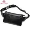 Bolsa Pequena de Ombro Quente da Amazon Couro Genuíno Bolsa Transversal Peitoral Masculina Bolsa de Pele de Ovelha Múltiplos Compartimentos Bolsa de Cintura Esportiva Atacado