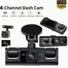 Gravador de Condução Veicular 4 Canais 360 graus 1080P Carro Dvr Lente Frontal Interna Opcional Traseira Visão Noturna