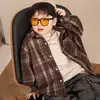Camisa de Cuadros para Niños Niños Primavera y Otoño Camisa de Terciopelo de Manga Larga para Niños Ropa Moderna para Niños Chaqueta Casual de Estudiante Ropa de Primavera