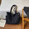 Bolsa Tote Grande Estilo Coreano 2026 Nova com Bolinhas para o Dia a Dia Preguiçoso Bolsa Feminina Versátil Bolsa de Ombro Estilosa Bolsa de Tecido Mulheres