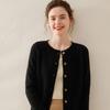 Cardigan Tricotado de Cashmere Espesso com Gola Redonda Feminino Estilo Coreano Jaqueta de Manga Longa Top Solto Emagrecedor Versátil Suéter Raglan