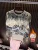 Sudadera de Invierno Nueva con Estampado de Letras de Manga Larga para Hombre, Lujo Ligero de Moda Cielo Estrellado Desgastada Forrada de Polar Cuello Redondo Top Casual
