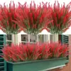 En stock Amazon 5 Tenedores Lavanda Artificial Lavanda Aglomerada Espiga de Trigo Flor de Plástico Planta Maceta de Lavanda