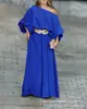 Conjunto de Verano 2026 Transfronterizo Europeo y Americano para Mujer, Nuevo, Hombros Descubiertos, Manga Larga, Color Sólido, Holgado, Casual, Pantalones de Pierna Ancha, Ropa para Mujer
