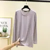 Nueva camiseta interior de modal de cuello redondo y manga larga para hombre para primavera y otoño, holgada y casual, camiseta versátil, capa base agradable para la piel para otoño