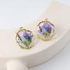 Explosión transfronteriza de hiedra, textura de lujo ligero, aretes de flor seca, creativos, flor real, regalo de flor real, flor eterna, aretes de resina