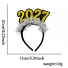 Faixa de Cabeça Colorida de Ano Novo 2027 HAPPYNEWYEAR Faixa de Cabeça com Pentagrama Preto e Dourado Decoração de Festa de Véspera de Ano Novo Acessório de Cabeça