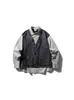 Camisa de Trabajo de Manga Larga para Hombre Rumen Estilo Japonés Otoño Color Bloque Retro Falsa de Dos Piezas Versátil Camisa Chaqueta