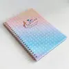 Caderno A5 Espiral Duplo, Novo Material Transfronteiriço com Glitter e Materiais Brilhantes, Capa de PP Impermeável Portátil com Espiral de Ferro e Impressão UV