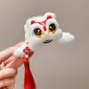 Grampo de Cabelo com Fita de Tassel Vermelho Leão Despertando de Ano Novo para Cabelo de Trás de Mulher Presilha Grande de Tubarão Acessório de Cabeça