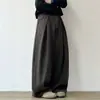 Calça Casual Larga de Drapeado Retrô Japonês para Homens e Mulheres Outono Inverno Reta Versátil Lã Espessa Longa Tendência