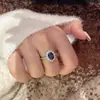 Anel de Zircônia Azul Cor de Ovo de Pombo para Mulheres, Luxo Acessível Design de Nicho, Alto Padrão, Ajuste de Abertura Requintado, Anel de Luxo Acessível Tendência