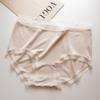 Ropa Interior de Algodón Japonés para Mujer Proteína de Seda de Morera Antibacteriana Tiro Bajo Cintura Media Encaje para Niña Talla Grande