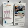 Cable de datos trenzado de un a tres colores en caja con pantalla digital, cable de carga en codo para embalaje, caja blíster, cordón para teléfono móvil, caja de alambre perforado