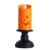 Linterna de Calabaza de Halloween Nuevo Portavelas Decorativo Lámpara de Viento Lámpara Electrónica LED de Vela Adorno de Lámpara de Aceite Creativo Luz Nocturna