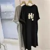 Vestido Camiseta de Verano Nuevo Estilo Coreano para Chica Gordita Holgado Midi Estampado Talla Extra Grande Vestido por Encima de la Rodilla Moderno