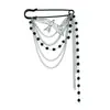 Joyería de moda transfronteriza europea y americana: elegante broche de metal con forma de pájaro y cuentas negras para mujer, pin de solapa versátil y elegante