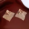 Brincos de Argola com Pingente de Losango Banhados a Ouro 18K Real com Pino de Prata Estilo Retro Europeu e Americano de Alta Qualidade com um Estilo Minimalista Único
