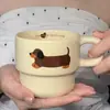 Caneca Cerâmica Empilhável Cachorrinho Colorido Copo Empilhável Caneca Xícara de Café Casal Fofo Cerâmica Caneca Personalizada