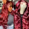 Comercio Exterior Transfronterizo Moda Europea y Americana Peluca Borgoña Más Vendida Encaje Frontal 13*4 Cabello Largo Rizado Ondulado Grande Peluca Completa para la Cabeza