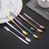 Cuchara Creativa para Remover de Acero Inoxidable 304, Cuchara de Postre y Helado de Aspecto Elegante, Cuchara de Café de Mango Largo, Cuchara para Miel, Palillo para Remover