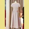 Vestido Rosa Francés Único y Hermoso con Cintura Pellizcada para Primavera y Verano, Estilo de Lujo Ligero y de Gama Alta, Falda Larga y Vestido Ligero de Estilo Femenino